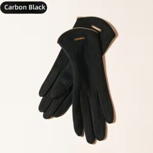 Women's Carbon Black Faux Suede Thermal Touchscreen Gloves w/ Silky Lining